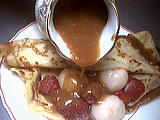 Recette Crêpes aux framboises et litchis