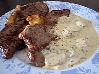 Image : recette Contrefilets sauce moutarde et champignons