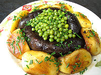 Pour débutants : Assiette de boudin aux pommes et aux petits pois