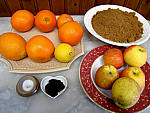 Ingrédients pour la recette : Gelée noire d'oranges et de pommes