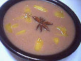 Image : Ramequin de crème aux pêches au cacao