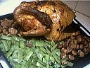Chapon farci aux cèpes et aux noix