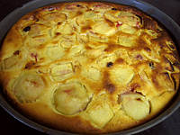 Image : recette Flan aux pêches et aux raisins secs