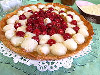 Image : Tarte aux litchis et aux framboises