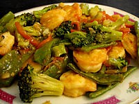 Image : recette Sauté de crevettes aux légumes
