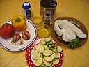 Ingrédients pour la recette : Seiches aux champignons et poivrons
