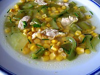 Recette Potage aux poivrons et maïs