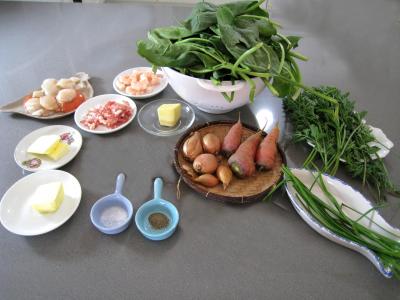 Ingrédients pour la recette : Epinards aux fruits de mer
