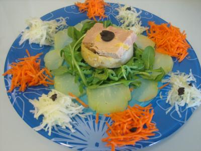 foie gras en salade chayotte et truffe