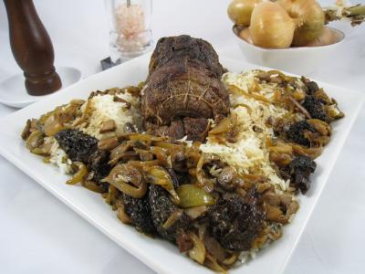 Recette Rôti de biche aux morilles et au riz