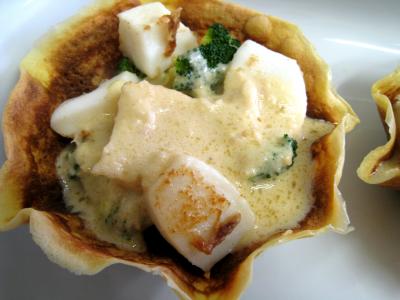 Coupelles de crêpes farcies aux encornets - 23.3