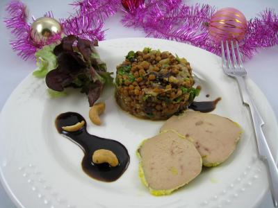 foie gras : Foie gras aux lentilles et au vinaigre balsamique