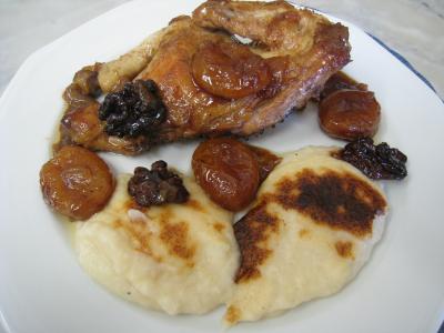 Abricot sec : Assiette du coquelet au miel et sa purée de navets