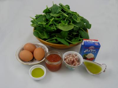 Ingrédients pour la recette : Galettes d'épinards aux oeufs de saumon