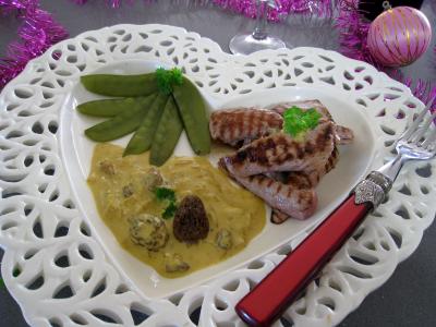 aiguillette à l'amaretto et aux pois gourmands