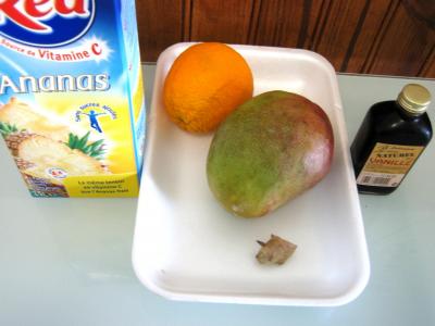 Ingrédients pour la recette : Boisson à la mangue et au gingembre