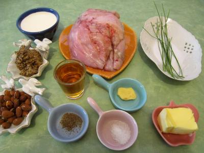 Ingrédients pour la recette : Ris de veau au bourbon et aux amandes