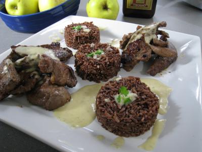 aiguillettes de canard au coulis de pommes