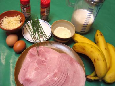 Ingrédients pour la recette : Bananes au jambon