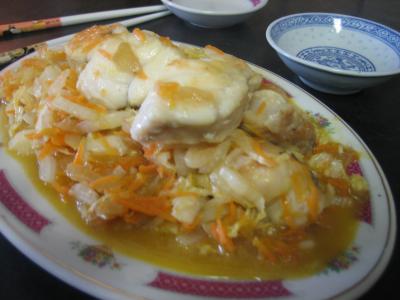 vin de riz chinois : Assiette de lotte à l'aigre-douce