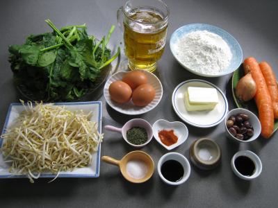Ingrédients pour la recette : Crêpes farcies aux épinards façon chinoise