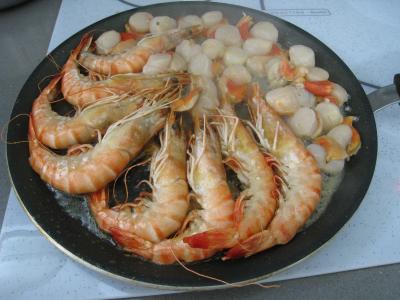 Crevettes flambées et sa sauce au citron et sa purée de fenouil - 9.4