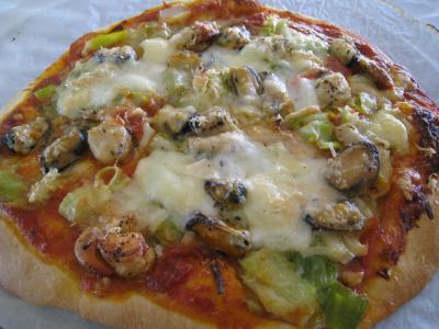 Coquillages et crustacés : Pizza marinara aux moules à l'italienne