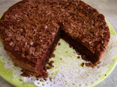 Recette Gâteau au chocolat et son coulis de melon et pêches