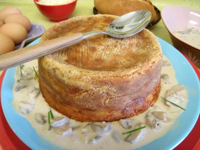 Recette Pouding à la mozzarella et sa sauce aux champignons