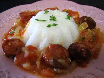 Photo : Assiette de rougail de saucisses fumées