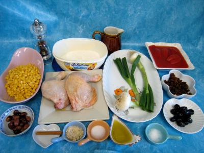 Ingrédients pour la recette : Poulet aux olives à la mexicaine