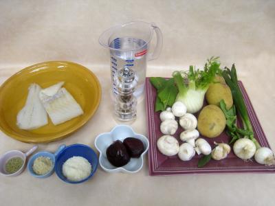Ingrédients pour la recette : Soupe de morue aux champignons