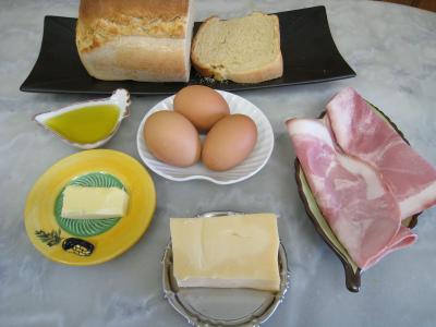 Ingrédients pour la recette : Tartines à l'oeuf et au gruyère