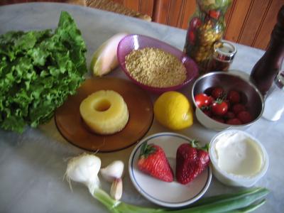 Ingrédients pour la recette : Salade de blé aux fruits