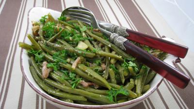 Recette Haricots verts aux lardons
