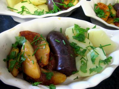Abats : Cassolette de boudin aux ppommes et pommes de terre