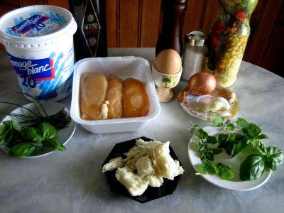 Ingrédients pour la recette : Boulettes de volaille, sauce au fromage blanc