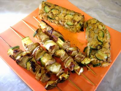 Image : recette Brochettes de porc aux restes de polenta