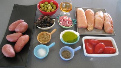 Ingrédients pour la recette : Blancs de poulet bastiaise façon Corse