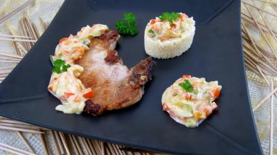 beurre allégé sans sel : Assiette de côtes de porc au lait de coco