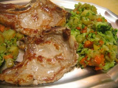 côte de veau sautée aux légumes