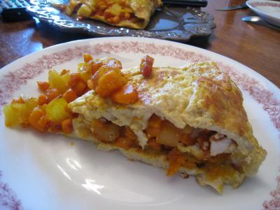 Omeltte au potimarron et chèvre