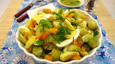 entrée à base de fruits : Salade de potiron et choux de Bruxelles