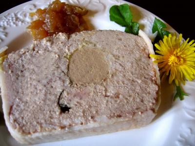 Cuisson au bain-marie : Part de terrine de campagne au foie gras