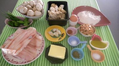 Ingrédients pour la recette : Merlan aux champignons de Paris et pleurotes