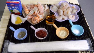 Ingrédients pour la recette : Feuilletés de langoustines et de crevettes
