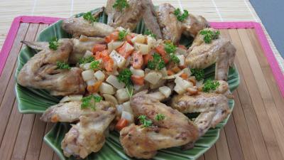 plat complet : Assiettes d'ailerons de poulets sautés aux navets
