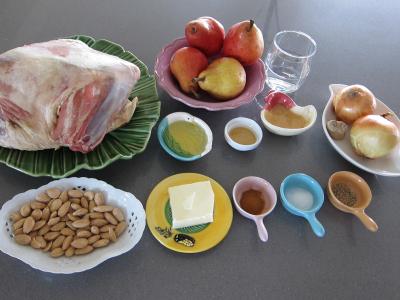 Ingrédients pour la recette : Epaule d'agneau aux poires et à la cannelle