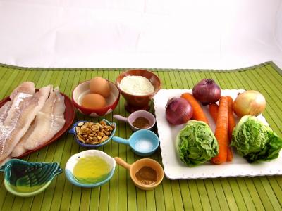 Ingrédients pour la recette : Cabillaud aux cacahuètes et aux légumes