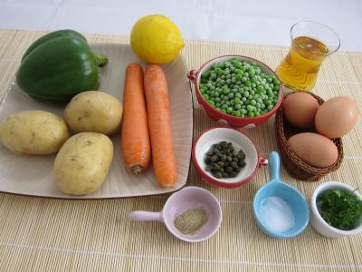 Ingrédients pour la recette : Salade et sauce au parfum de Russie